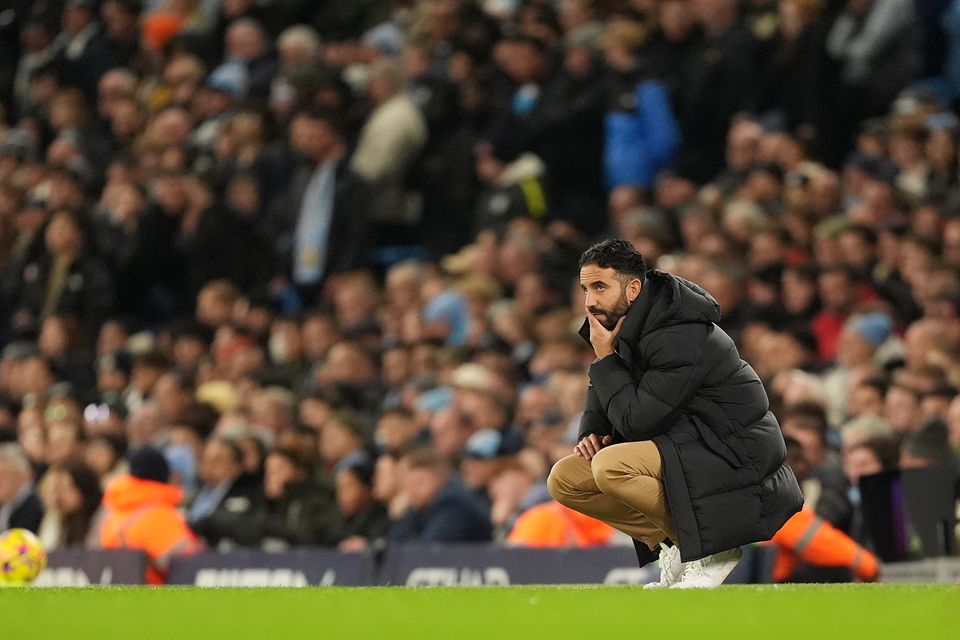 Ruben Amorim cut a frustrated figure on the touchline for much of the contest before the late twist in the plot (Martin Rickett/PA)