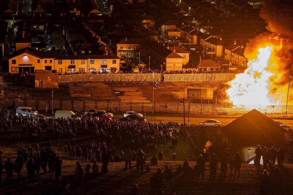 A bonfire is lit in the Bogside area of Derry on August 15th 2024 (Photo by Kevin Scott)