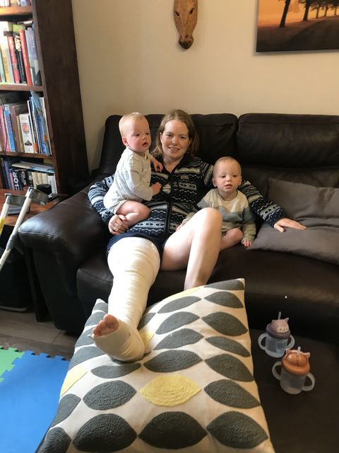 Bea Buckley with her twin sons after surgery to remove melanoma (Beatrice Buckley/PA)