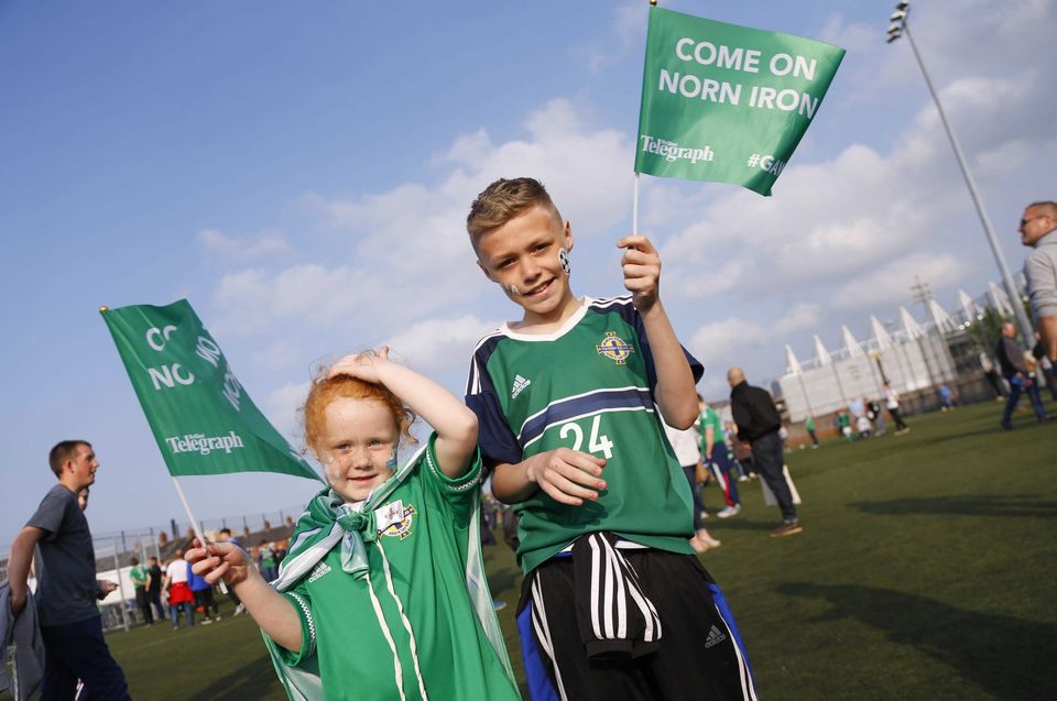 Picture - Kevin Scott / Presseye

Belfast , UK - May 27, Pictured is Northern Irelands Amy and Callum Lister from Belfast in action during the last home game before heading to the Euros on May 27 2016 in Belfast , Northern Ireland ( Photo by Kevin Scott / Presseye)