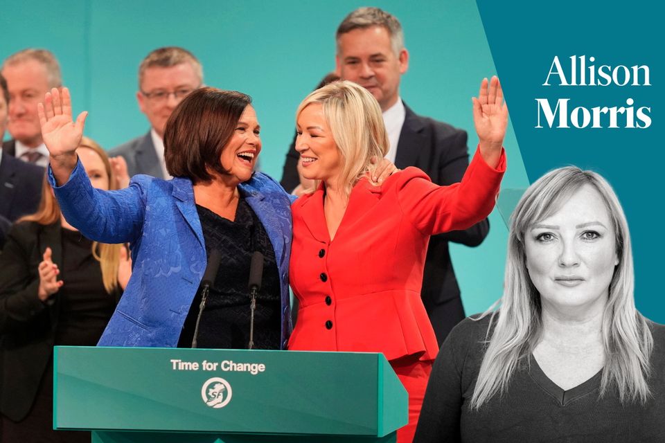 Mary Lou McDonald and Michelle O’Neill at the Sinn Fein ard fheis in Athlone