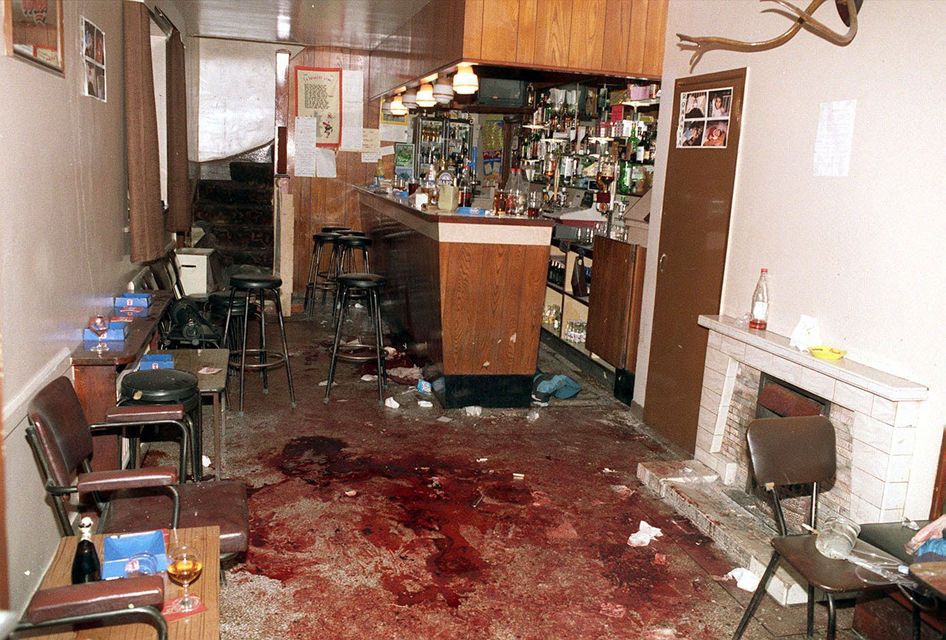 Interior of O'Toole's bar in Loughinisland the morning after the UVF shot dead six people. Image: Pacemaker