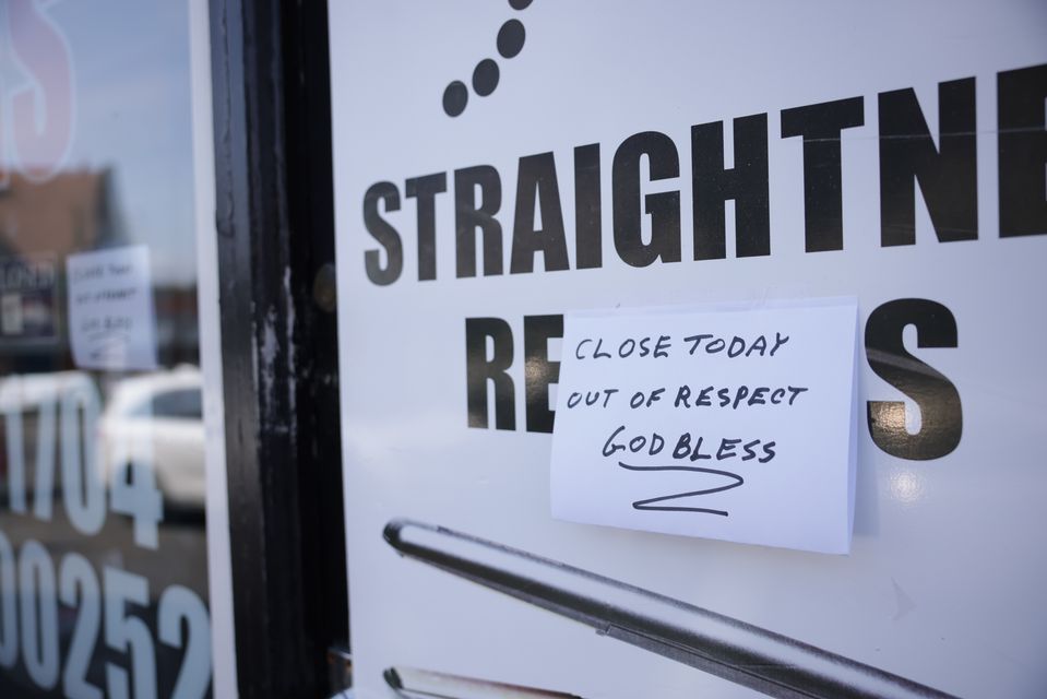 A business closed, out of respect, on Hart Street (James Speakman/PA)