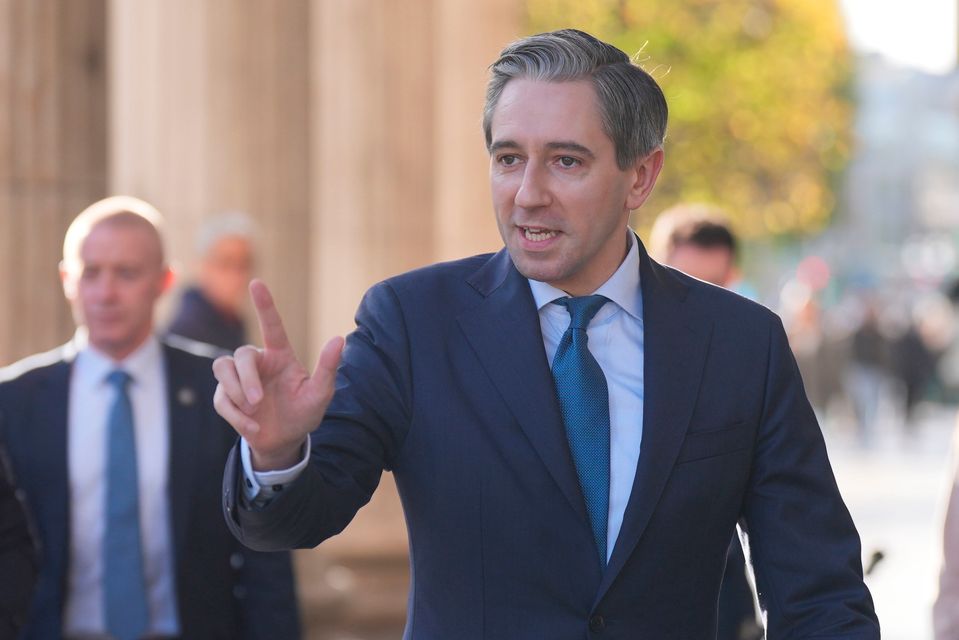 Taoiseach Simon Harris speaking to the media at the General Post Office, Dublin Photo: PA