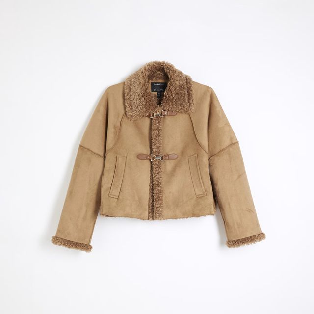 Faux shearling jacket, £79, River Island