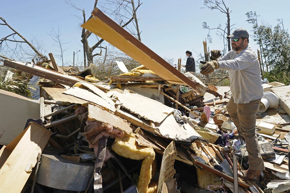 A tornado destroyed homes in Tylertown, Mississippi (Rogelio V Solis/AP)