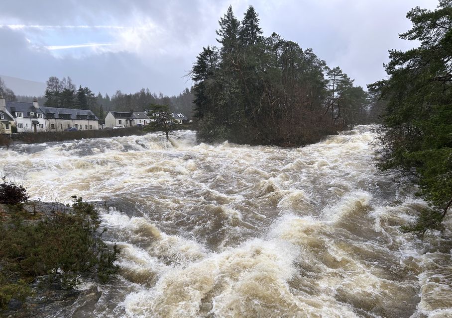 White water at the Falls of Dochart in Killin, Stirlingshire (Laura Paterson/PA)