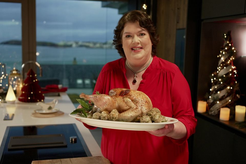 Paula McIntyre with a Christmas turkey
