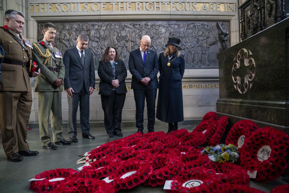 Wreaths were laid at the national war memorial (Jane Barlow/PA)