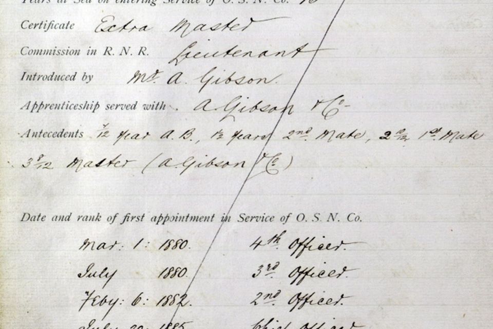 The employment record for Captain John Edward Smith.