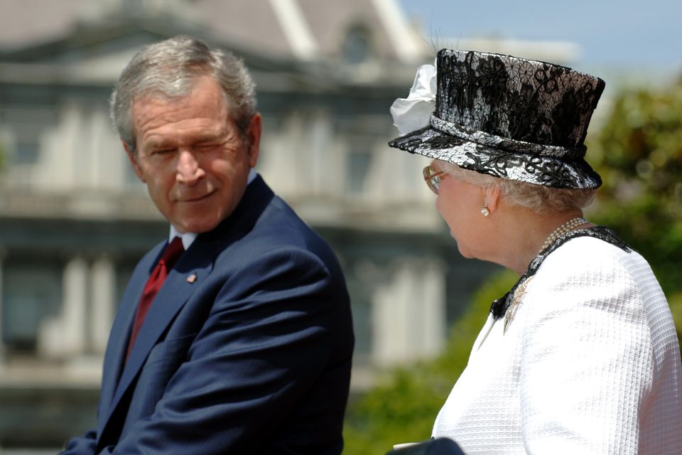 The Queen and the then US president George Bush deliver speeches at the White House during the Queen’s state visit to America in 2007 (Fiona Hanson/PA)