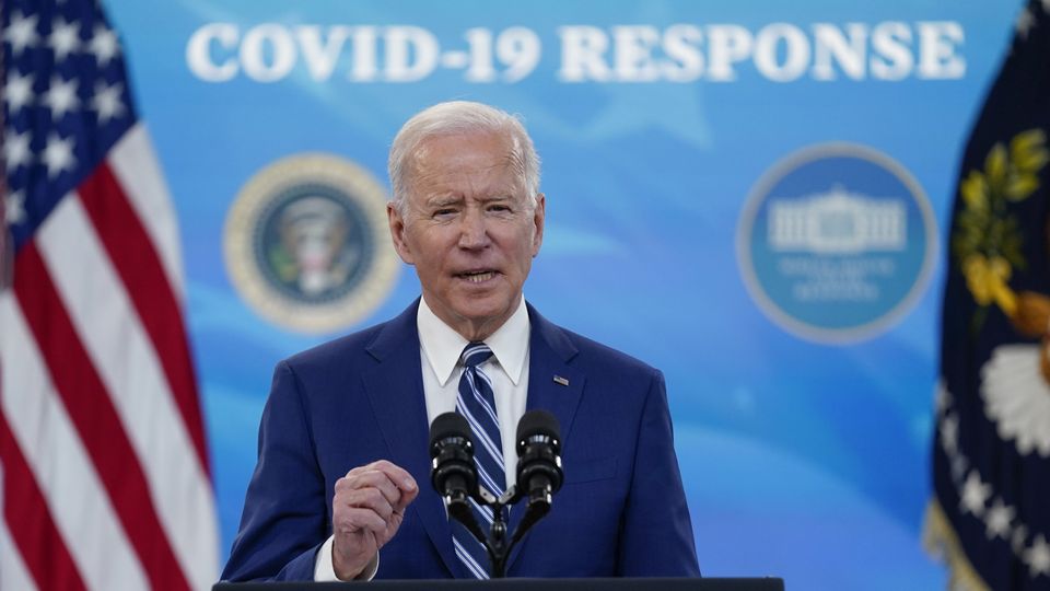 President Joe Biden during an event on Covid-19 vaccinations and the response to the pandemic, on the White House campus, in 2021 (Evan Vucci/AP)