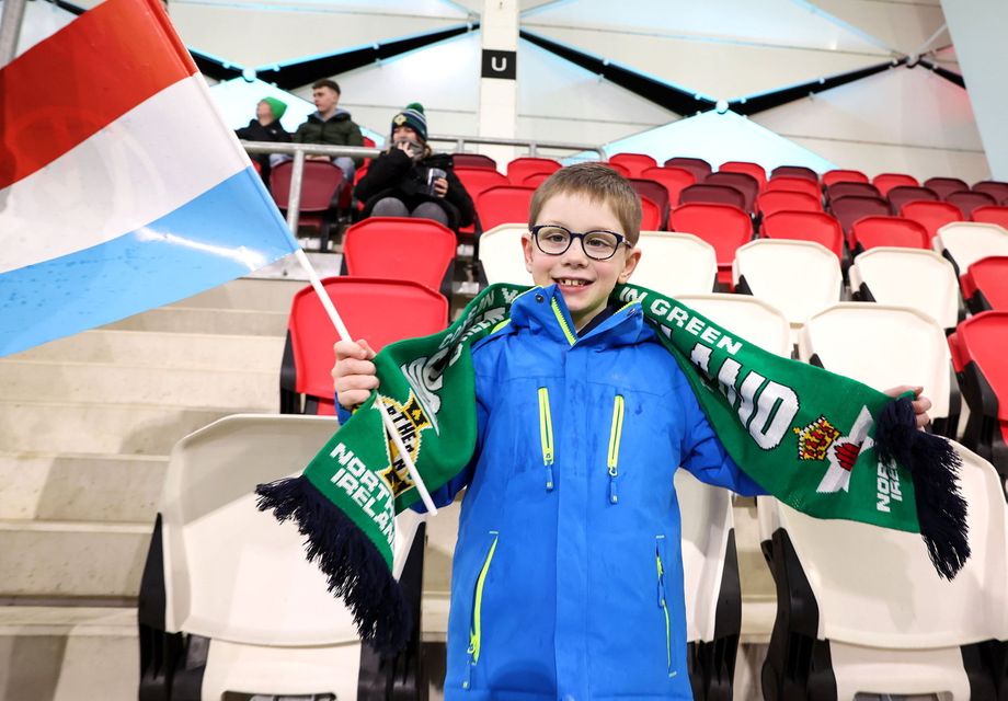 Presseye Ltd, Belfast, Northern Ireland - 18th November 2024 :  Photo by William Cherry/Presseye 
  
Northern Ireland fans at the Stade de Luxembourg for Monday night’s UEFA Nations League game against Luxembourg.   Photo by William Cherry/Presseye