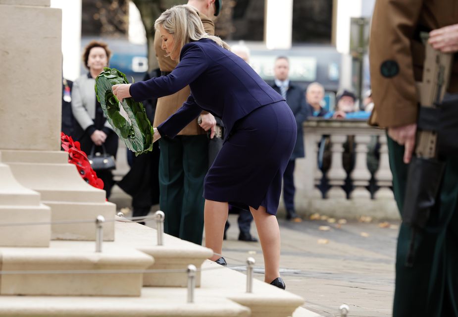 First Minister Michelle O'Neill became the first senior Sinn Fein figure to take part in an official Remembrance Sunday ceremony.
Photo by Kelvin Boyes / Press Eye.