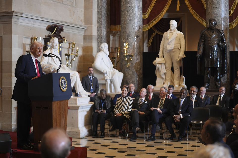 President Donald Trump speaks during the national prayer breakfast at the Capitol in Washington (Evan Vucci/AP)