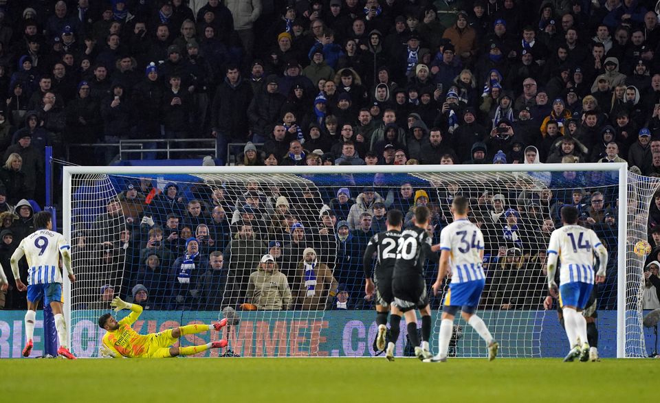 Joao Pedro’s penalty earned Brighton a point (Jonathan Brady/PA)