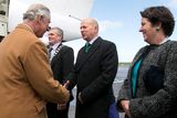 thumbnail: The Prince is of Wales (left) is greeted on his arrival at Shannon airport by Cllr Joe Cooney, Cathaoirleach, Clare County Council (2nd left)) and British Ambassador to Ireland, Dominick Chilcott and Jane Chilcott at the start of his 4 day visit to Ireland.