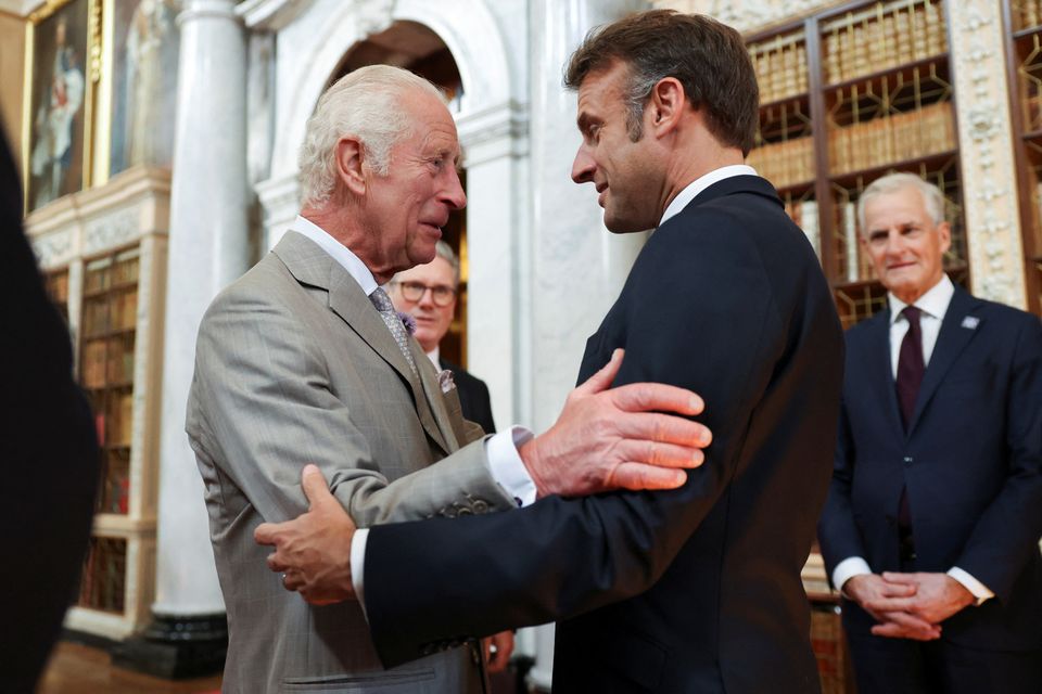 The King with President of France Emmanuel Macron (Hollie Adams/PA)