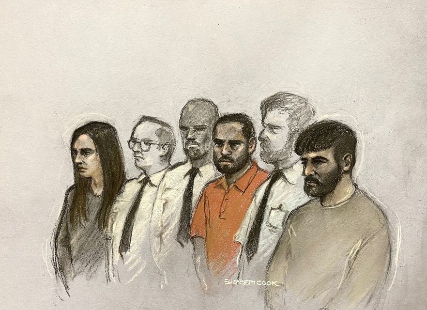 Beinash Batool, left to right, Faisal Malik and Urfan Sharif are on trial accused of murder (Elizabeth Cook/PA)