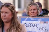 thumbnail: A rally yesterday opposing the closure of the Enniskillen EE/BT site