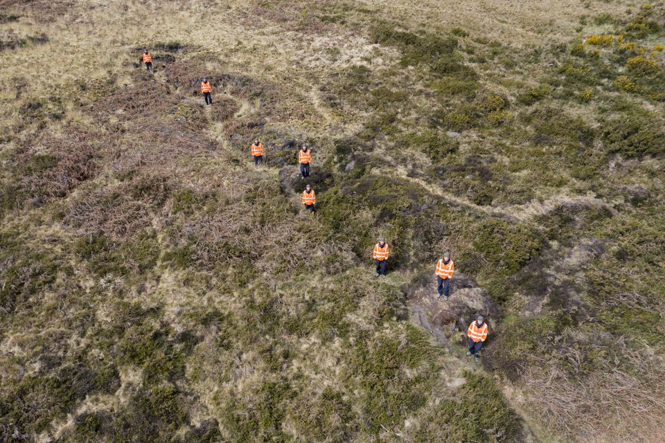 Aerial view of a practice trench from the south-east, with figures digitally superimposed to show its line (Historic England/PA)