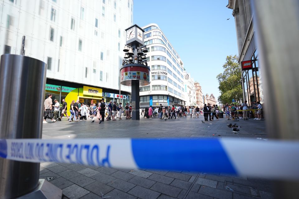 A police cordon at the scene in Leicester Square (James Manning/PA)