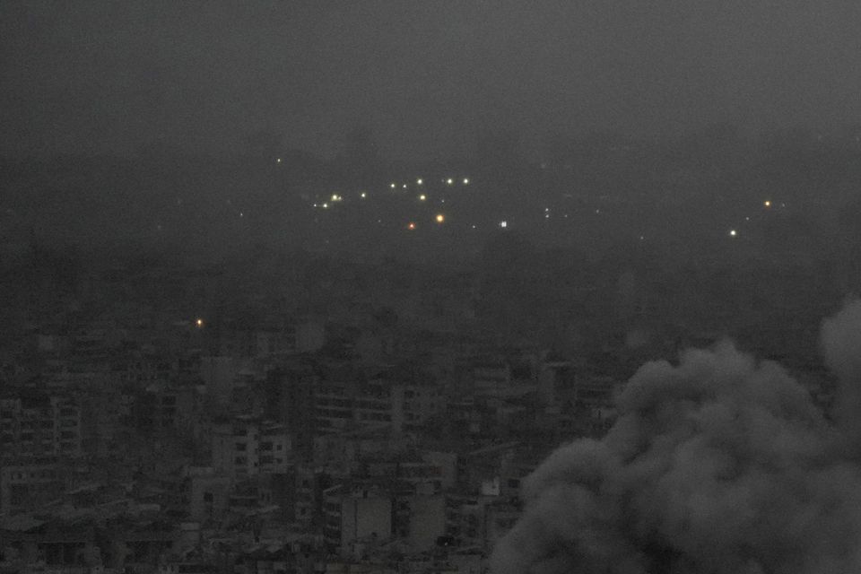 Smoke rises after an Israeli airstrike on Monday (Bilal Hussein/AP)