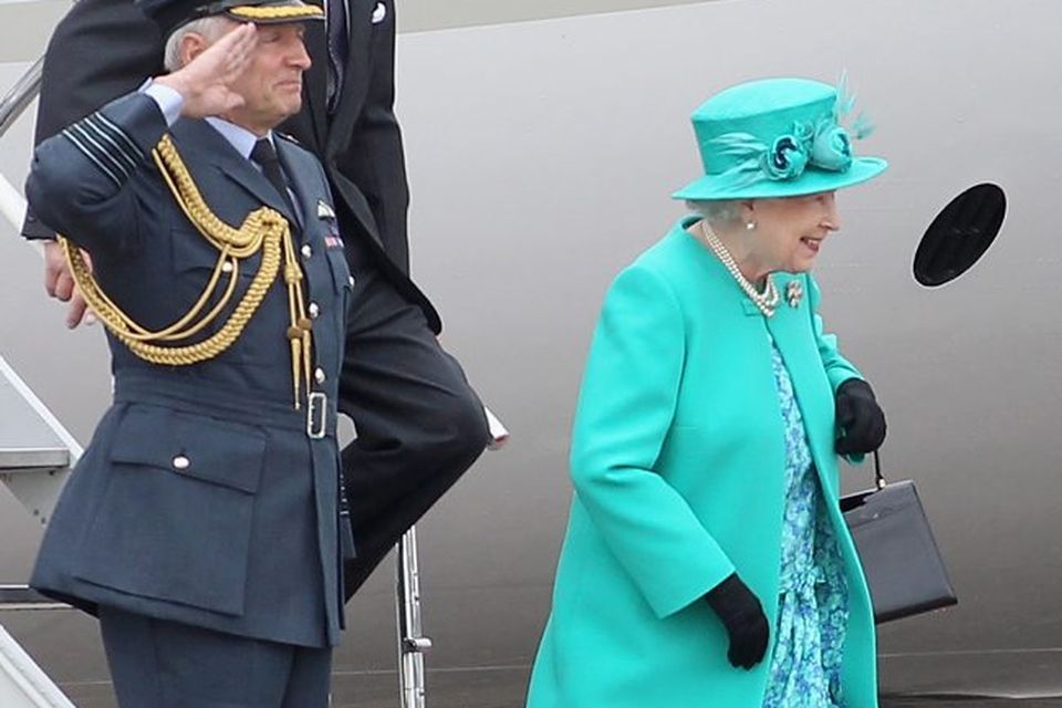 Queen Elizabeth II arrives in Baldonnel Airport on the Royal Flight on May 17, 2011 in Dublin, Ireland.