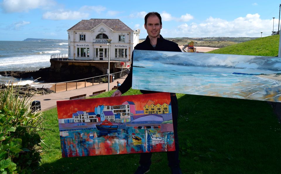 Adrian Margey shows some of his artwork at Arcadia, Portrush