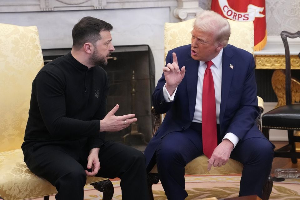 US President Donald Trump and Ukrainian President Volodymyr Zelensky during their tense meeting in the Oval Office at the White House on February 28 (Getty Images)