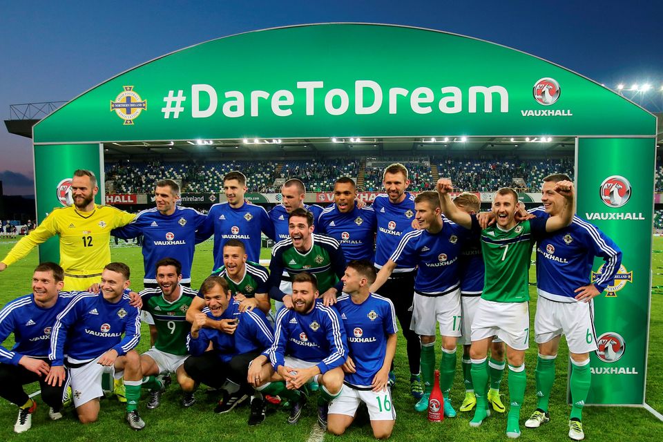 Northern Ireland players celebrate.