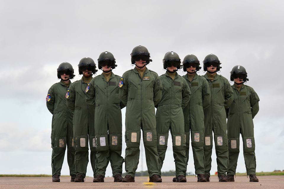 Ukrainian pilots, who completed their Fast Jet Lead-In flying training on Operation Interstorm, after graduating at a ceremony in eastern England in October (Joe Giddens/PA)