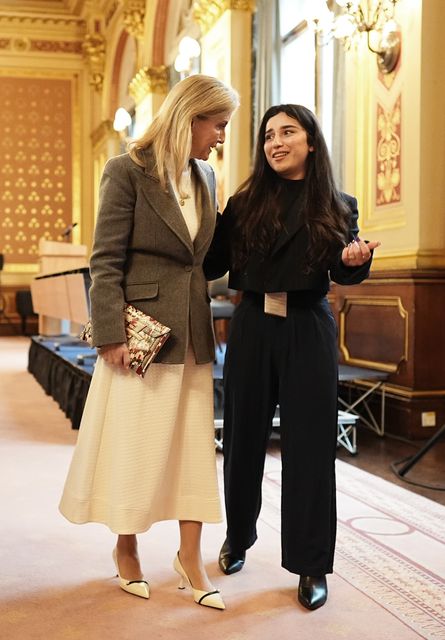 Sophie with Yazidi genocide survivor Awaz Abdi (Aaron Chown/PA)