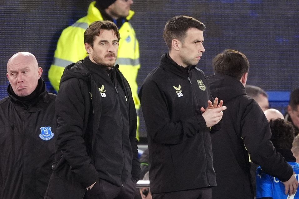 Everton caretaker managers Leighton Baines, left, and Seamus Coleman oversaw a cup victory against Peterborough (Peter Byrne/PA)