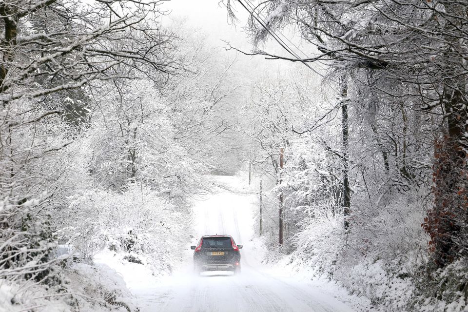 As the cold spell continues, there has been no thawing of the snow on the roads at Tardree in Co. Antrim. Photo: Stephen Davison/Pacemaker