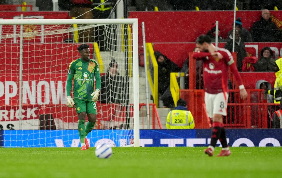 Onana endured another difficult night in goal for United (Martin Rickett/PA)