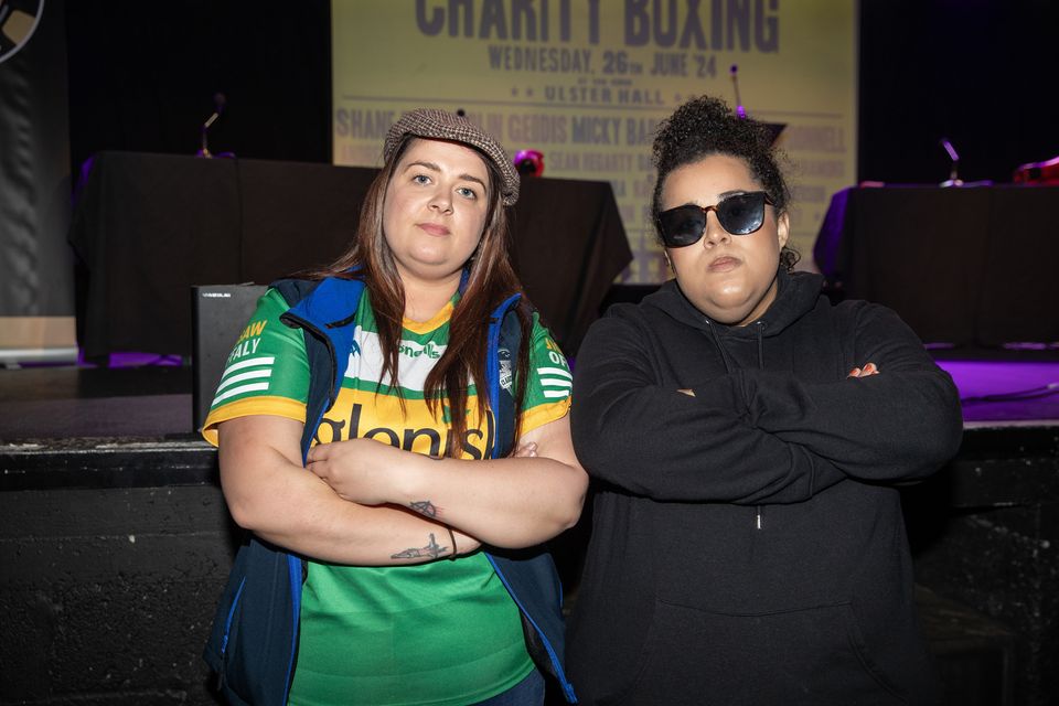 Claire Corrigan and Jazmynne Sierra at the launch of the Comedians' Charity Boxing night