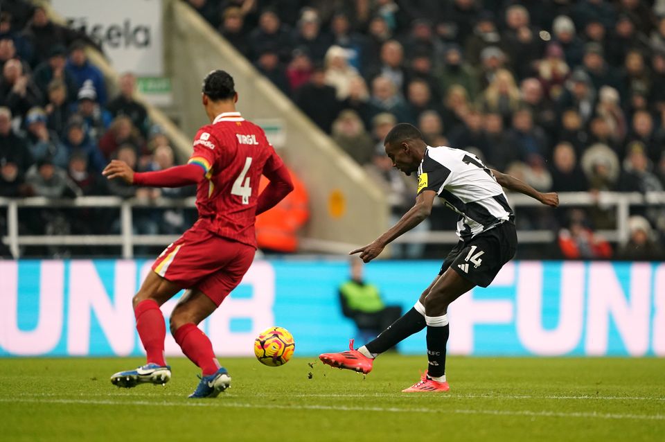 Alexander Isak scores the opening goal (Owen Humphreys/PA)