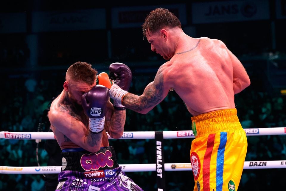 Paddy Donovan (right) in action against Lewis Crocker