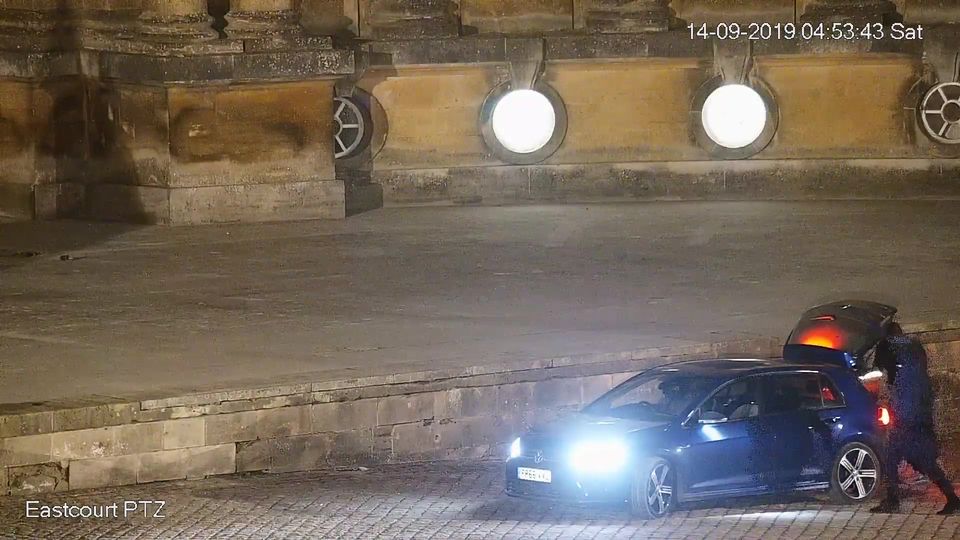 A large object was placed into the boot of the vehicle in the courtyard at the front of Blenheim Palace (Thames Valley Police/PA)