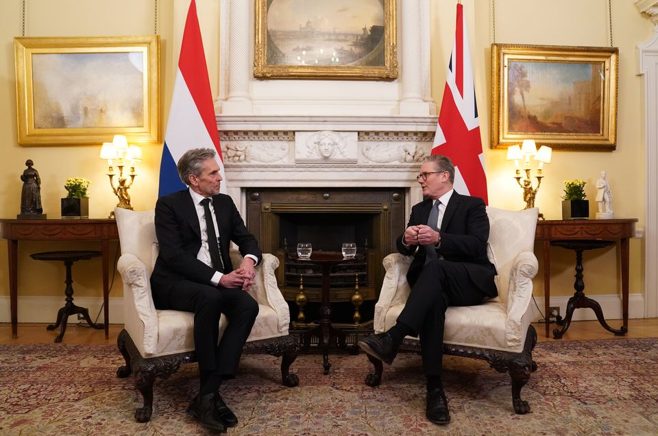 Sir Keir Starmer welcomes Dick Schoof to 10 Downing Street ahead of a bilateral meeting (Stefan Rousseau/PA)