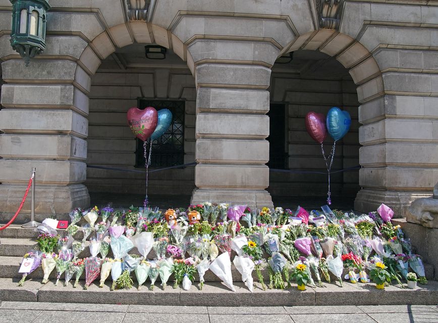 Flowers were left on the steps of Nottingham Council House after the attacks (Peter Byrne/PA)