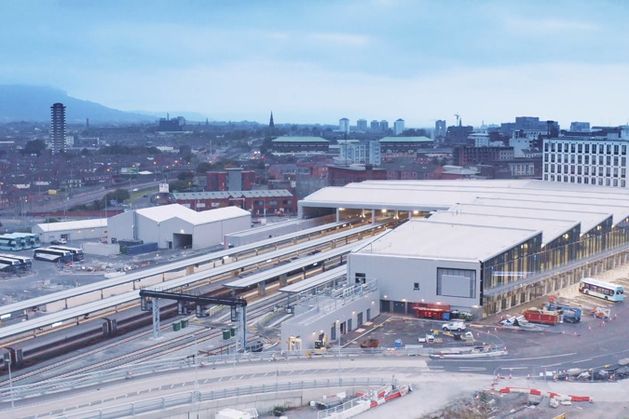 First train leaves from Belfast’s Grand Central Station as rail services begin in ‘significant step’