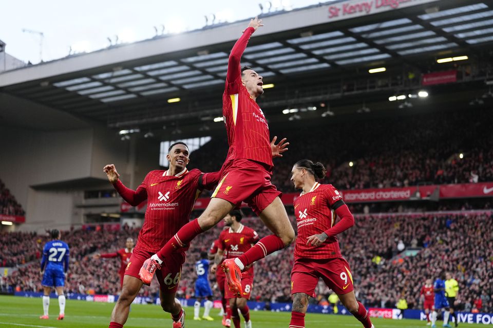 Curtis Jones scored the winner as Liverpool went back to the top of the Premier League with victory over Chelsea on Sunday (Peter Byrne/PA)