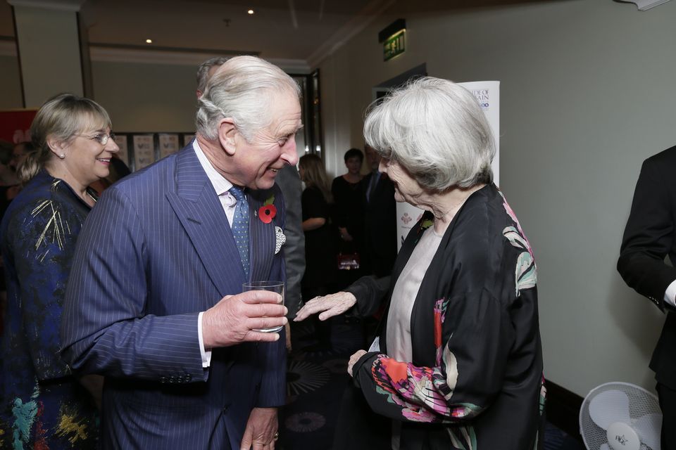 The King (then the Prince of Wales) speaks to Dame Maggie Smith at the Prince’s Trust reception at the 2016 Daily Mirror Pride of Britain Awards (Adam Gerrard/Daily Mirror/PA)