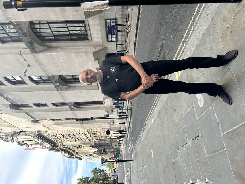 Piotr Kucharski outside the Old Bailey after pleading guilty to professing to be a member of the proscribed organisation the Wagner Group (Pol Allingham/PA)