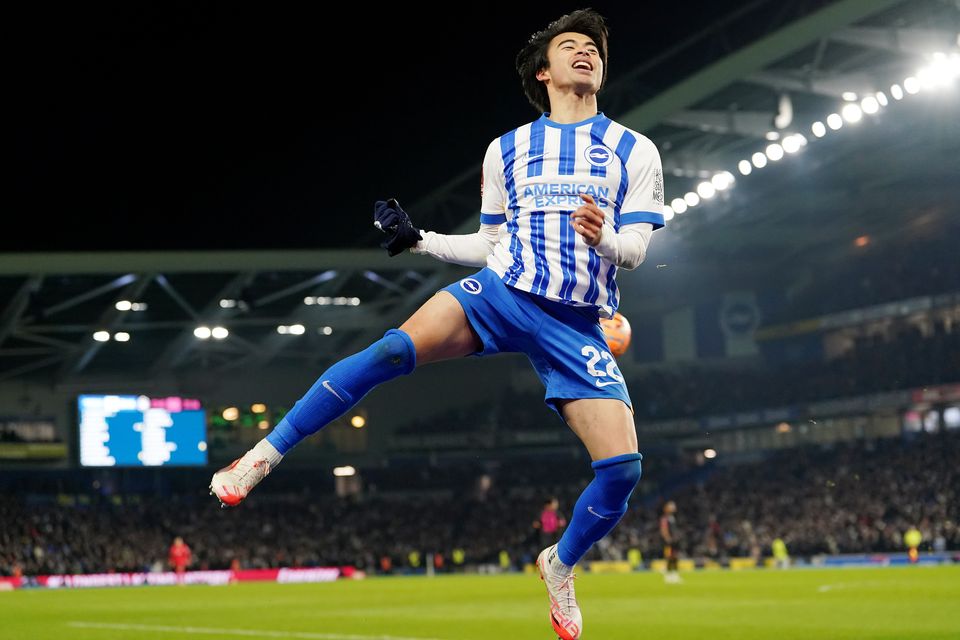 Brighton’s Kaoru Mitoma struck the opener (Gareth Fuller/PA)