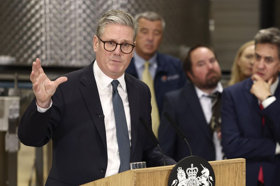 Prime Minister Sir Keir Starmer gives a speech during a visit to a manufacturing facility in Chester (Darren Staples/PA)