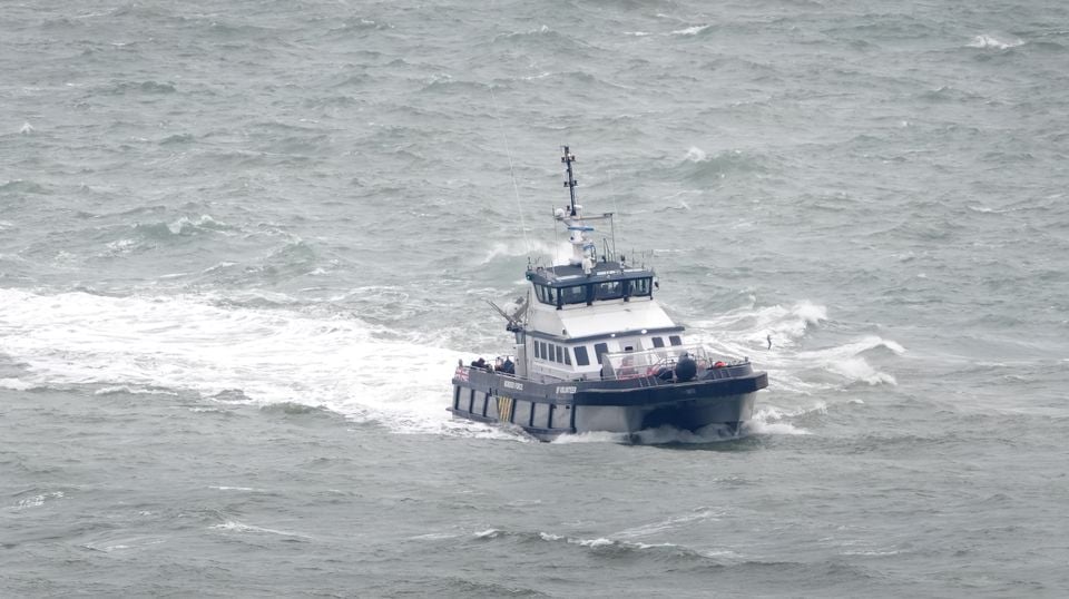 A group of people thought to be migrants are brought in to Dover (Gareth Fuller/PA)