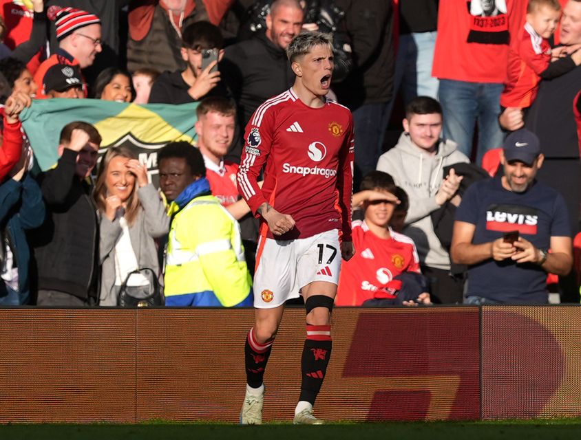 Alejandro Garnacho celebrates equalising (Martin Rickett/PA)